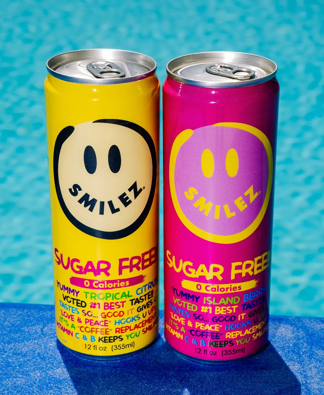 Smilez Energy Drink – SUGAR FREE - Combo (12 Pack) Tropical Citrus & Island Berry, 12oz Cans 