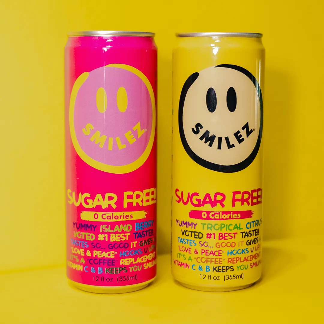 Smilez Energy Drink – SUGAR FREE - Combo (12 Pack) Tropical Citrus & Island Berry, 12oz Cans 