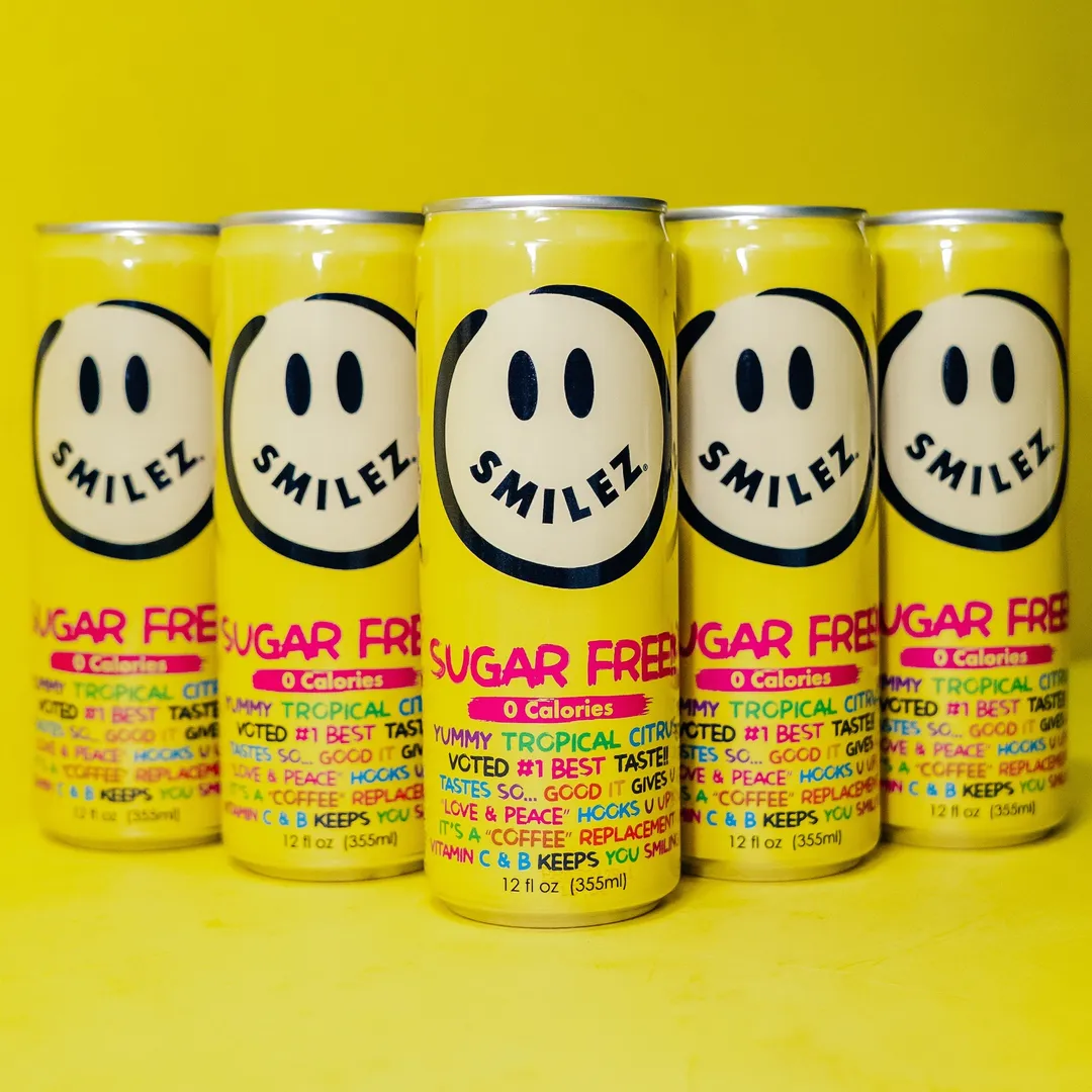 Smilez Energy Drink – SUGAR FREE - Tropical Citrus (12 Pack), 12oz Cans