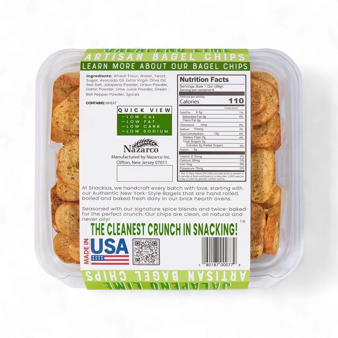 Snackios Jalapeno Lime Bagel Chips