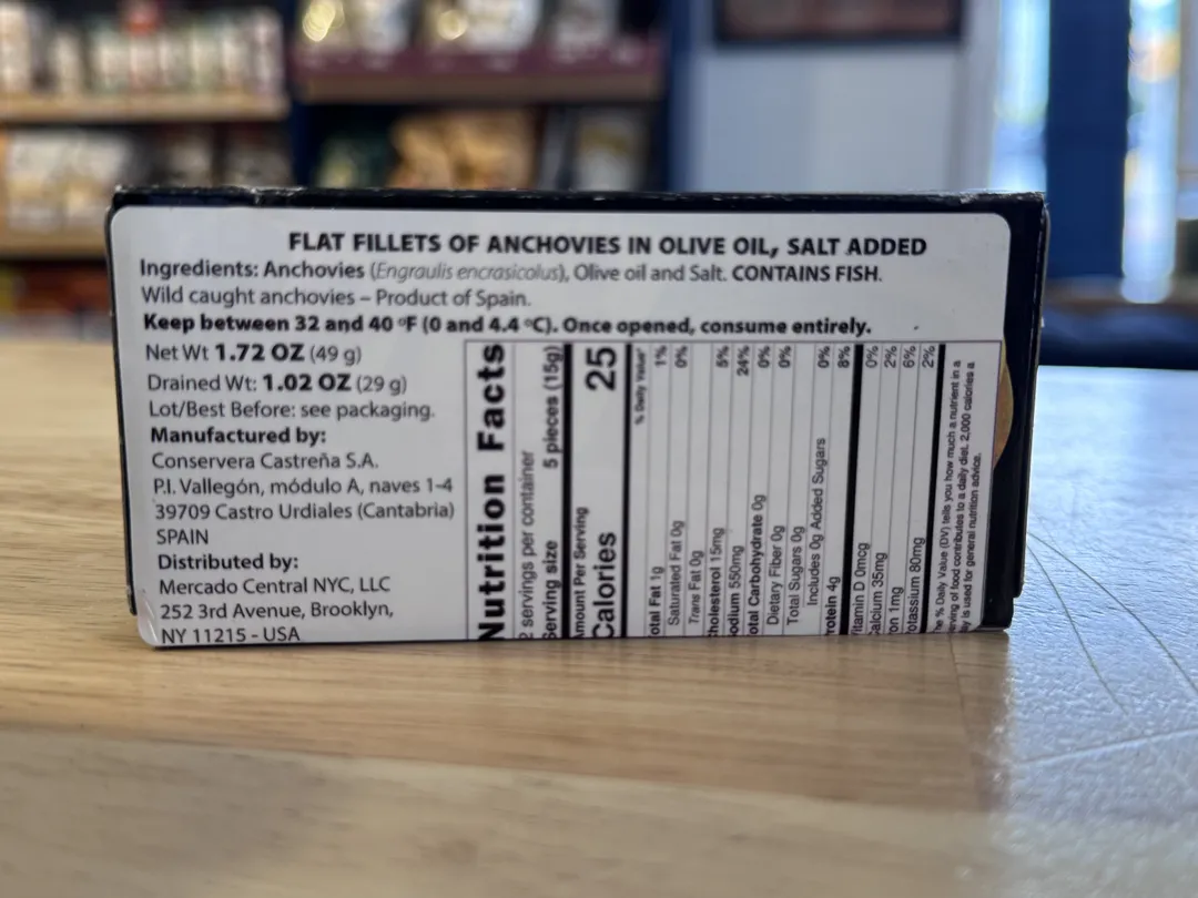 La Castreña - Cantabrian Anchovy Fillets In Olive Oil 49g Tin