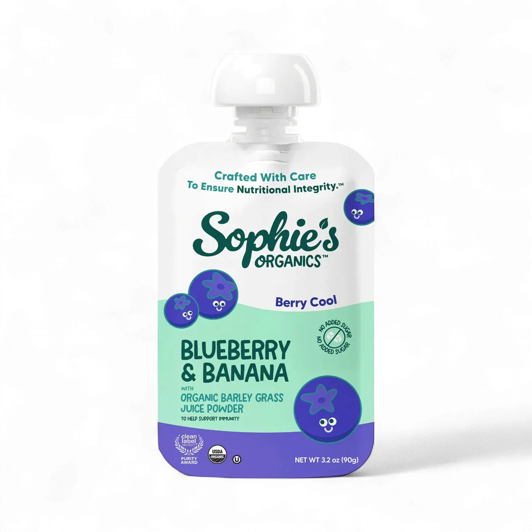 Berry Cool (6-pack) Blueberry, Banana Puree w/Barley Grass Juice Powder