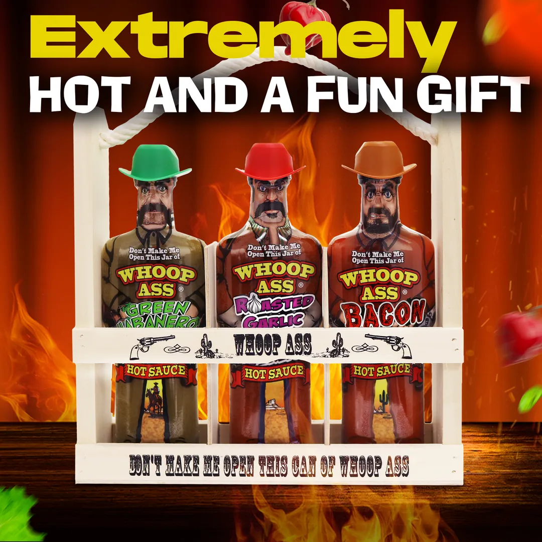 Whoop Ass Hot Sauce Wooden Crate Gift Set