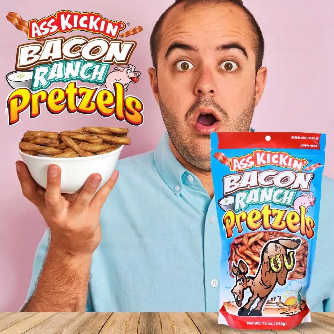 Ass Kickin’ Bacon Ranch Pretzel Twists – 12 oz Bag