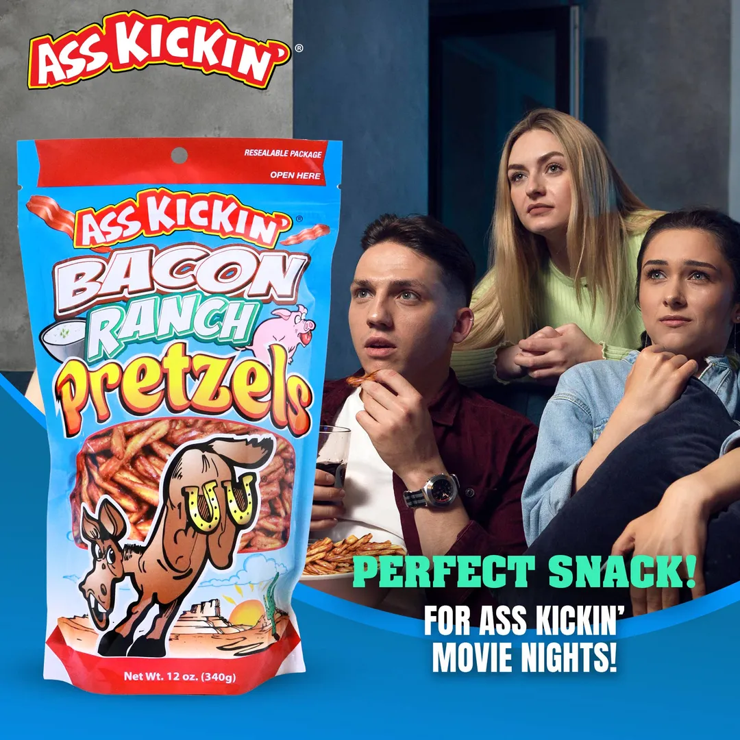 Ass Kickin’ Bacon Ranch Pretzel Twists – 12 oz Bag