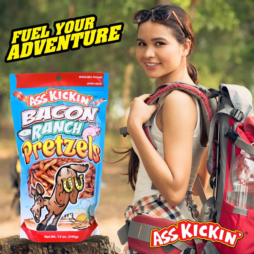 Ass Kickin’ Bacon Ranch Pretzel Twists – 12 oz Bag