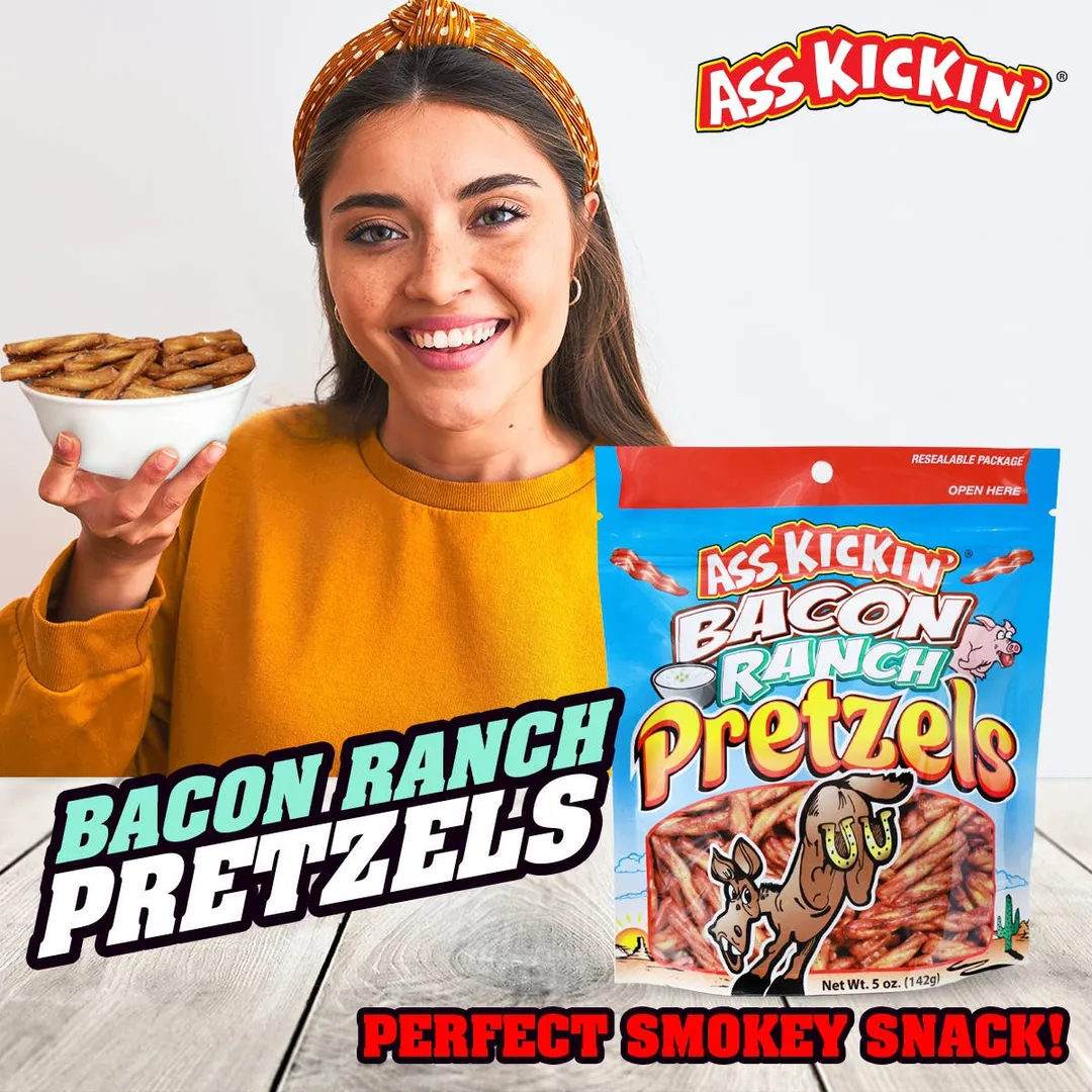 Ass Kickin’ Bacon Ranch Pretzel Twists – 12 oz Bag