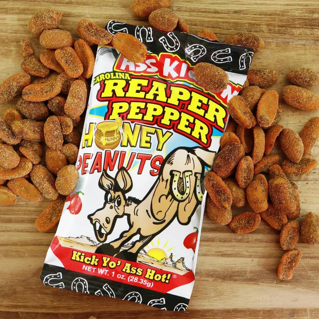 Ass Kickin’ Carolina Reaper Honey Peanuts 1 oz Bag