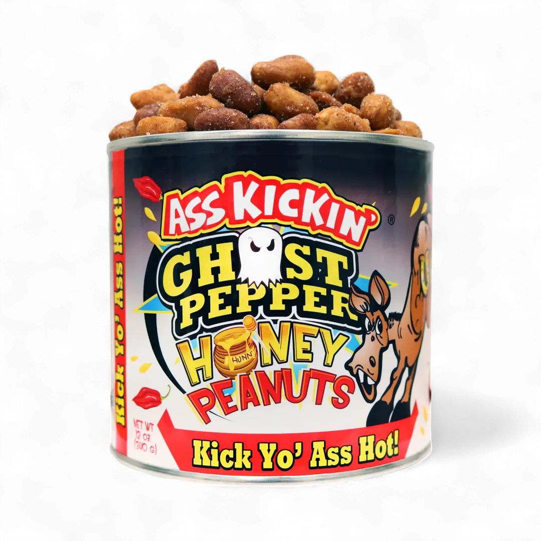 Ass Kickin’ Ghost Pepper Honey Peanuts 12 oz can