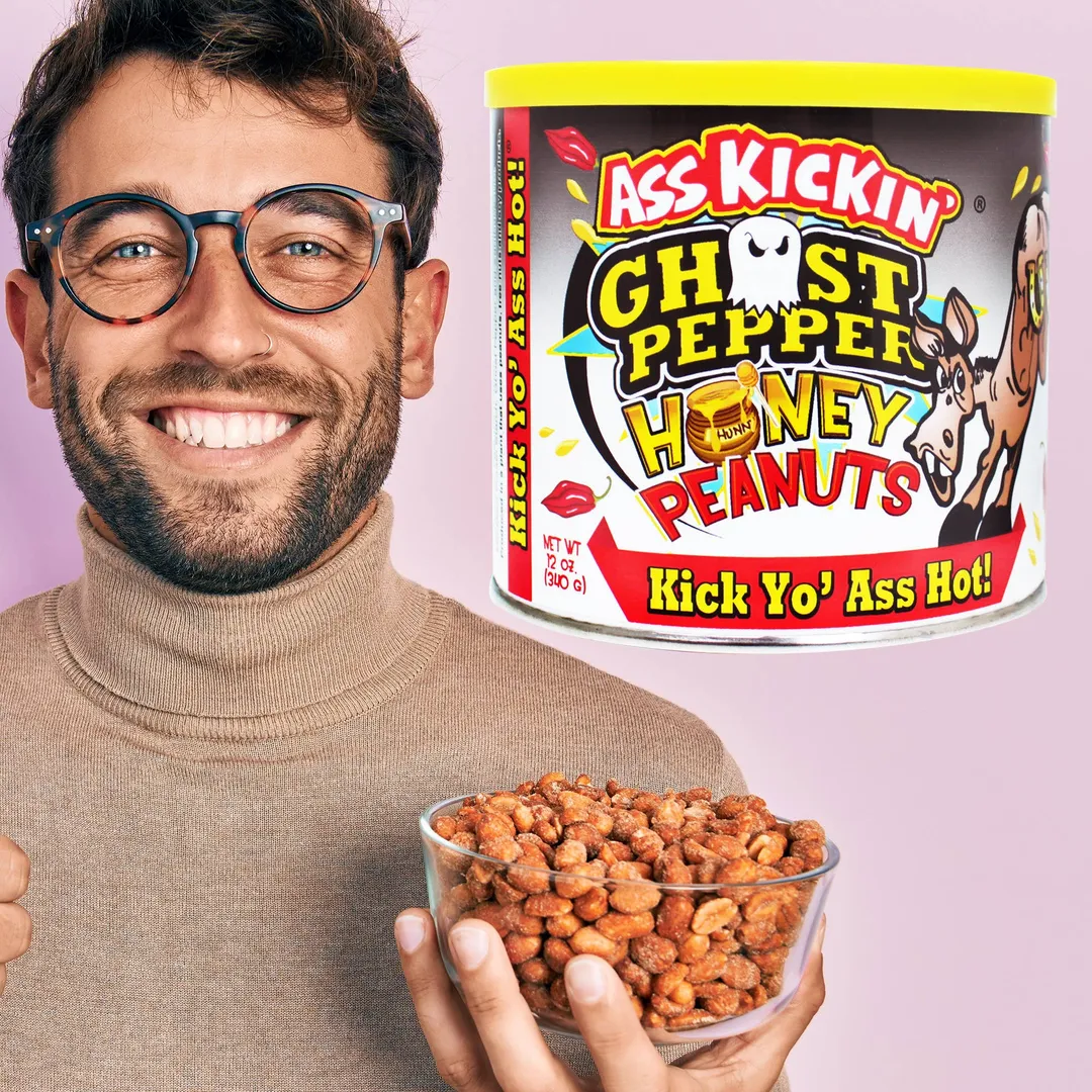 Ass Kickin’ Ghost Pepper Honey Peanuts 12 oz can