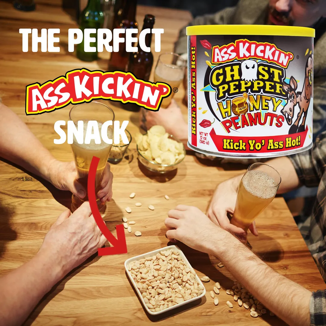 Ass Kickin’ Ghost Pepper Honey Peanuts 12 oz can