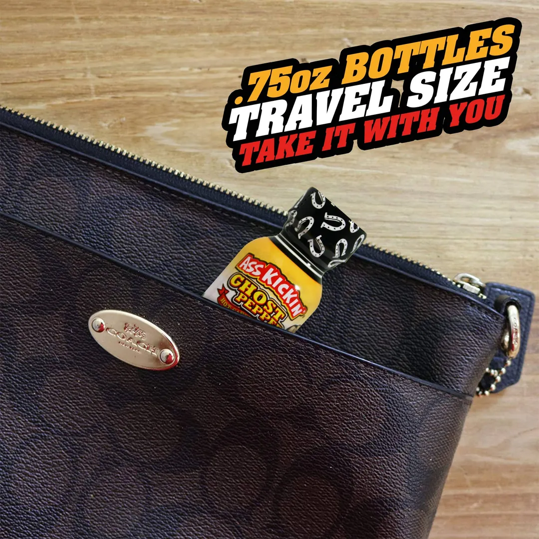 Ass Kickin’ Ghost Pepper Hot Sauce – Travel Size 3/4 oz.