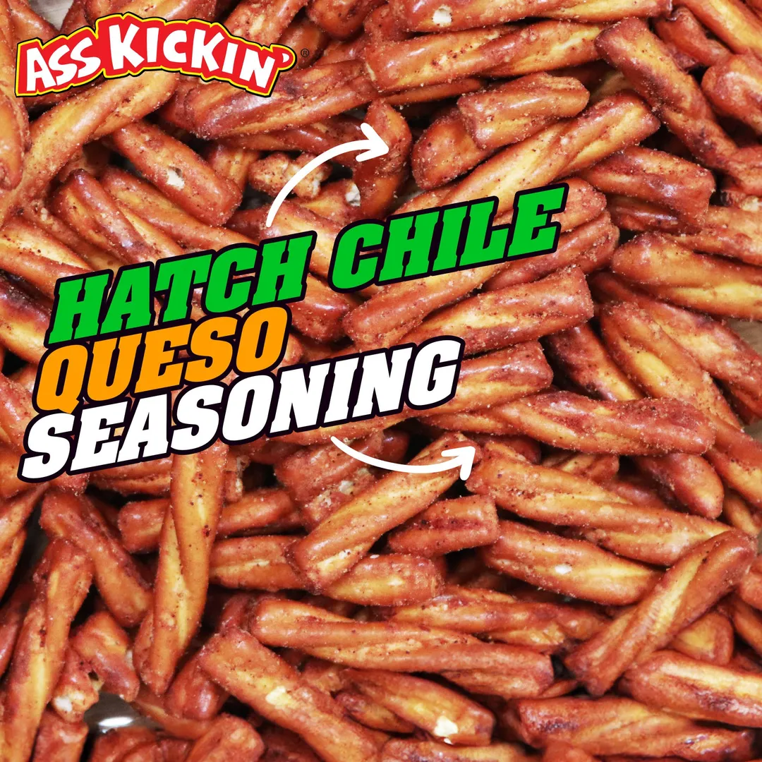 Ass Kickin' Hatch Chile Queso Pretzels, 5 oz Resealable Bags