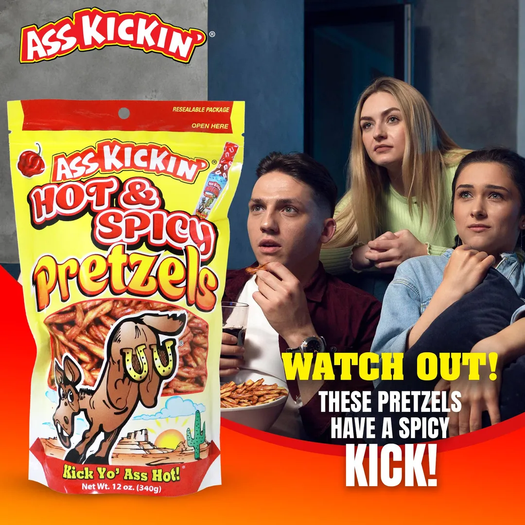 Ass Kickin’ Hot & Spicy Pretzels – 12 oz Resealable Bags