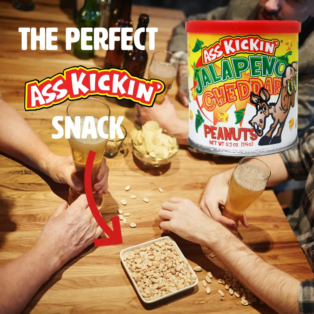 Ass Kickin’ Jalapeno Cheddar Peanuts 4.25 oz.