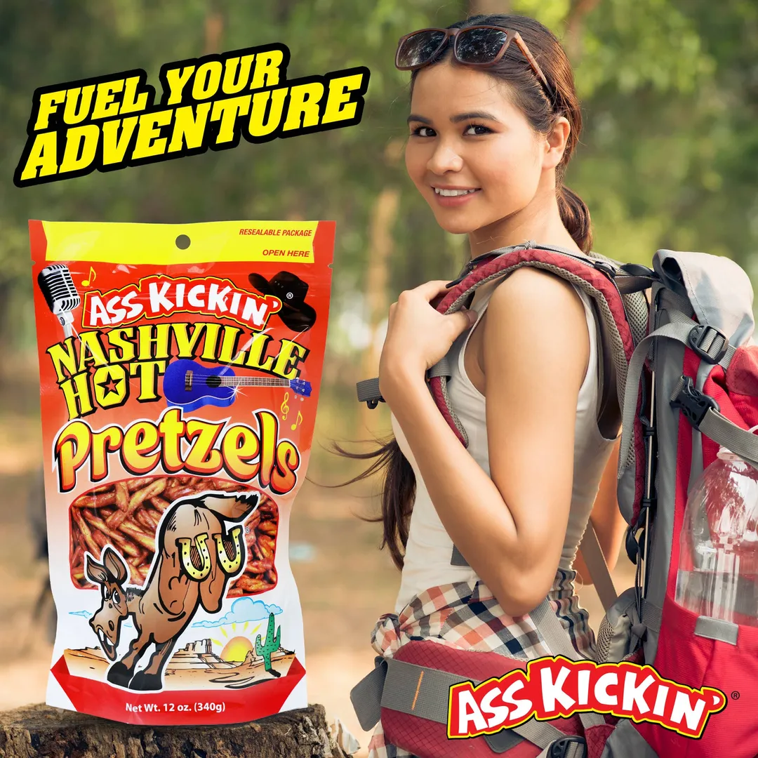 ASS KICKIN’ Nashville Hot Pretzels 12 Ounce Size Flavor Pack