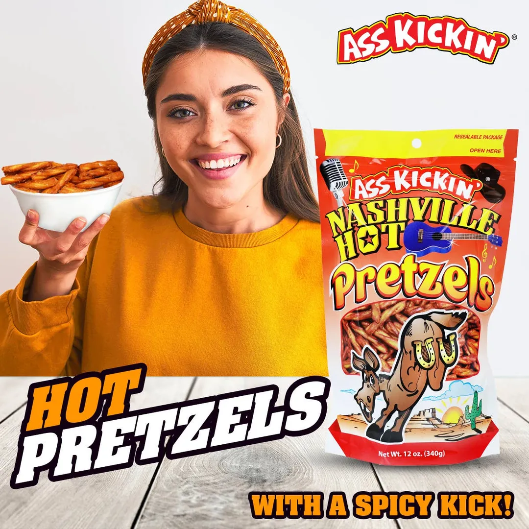 ASS KICKIN’ Nashville Hot Pretzels 12 Ounce Size Flavor Pack
