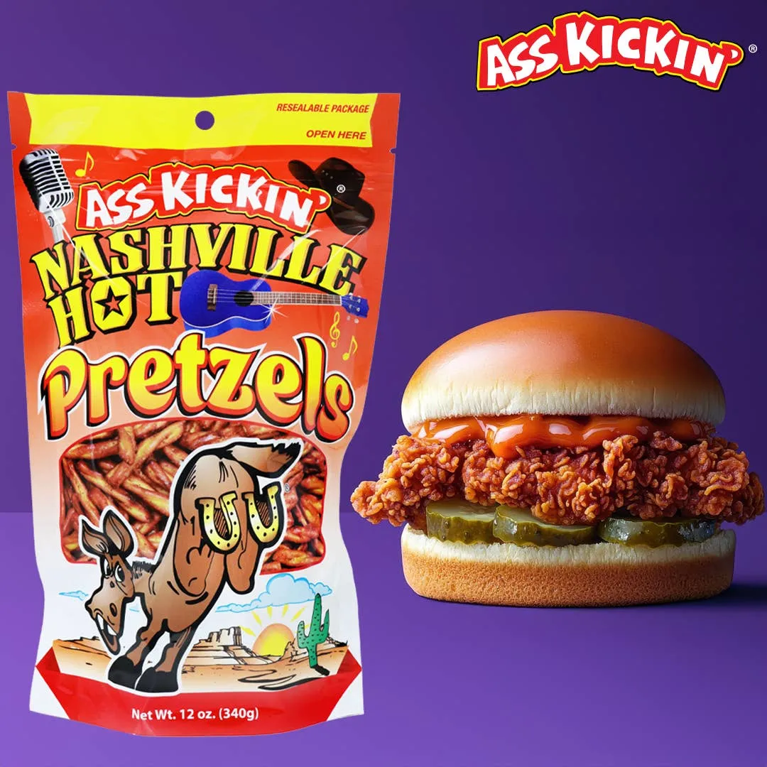 ASS KICKIN’ Nashville Hot Pretzels 12 Ounce Size Flavor Pack