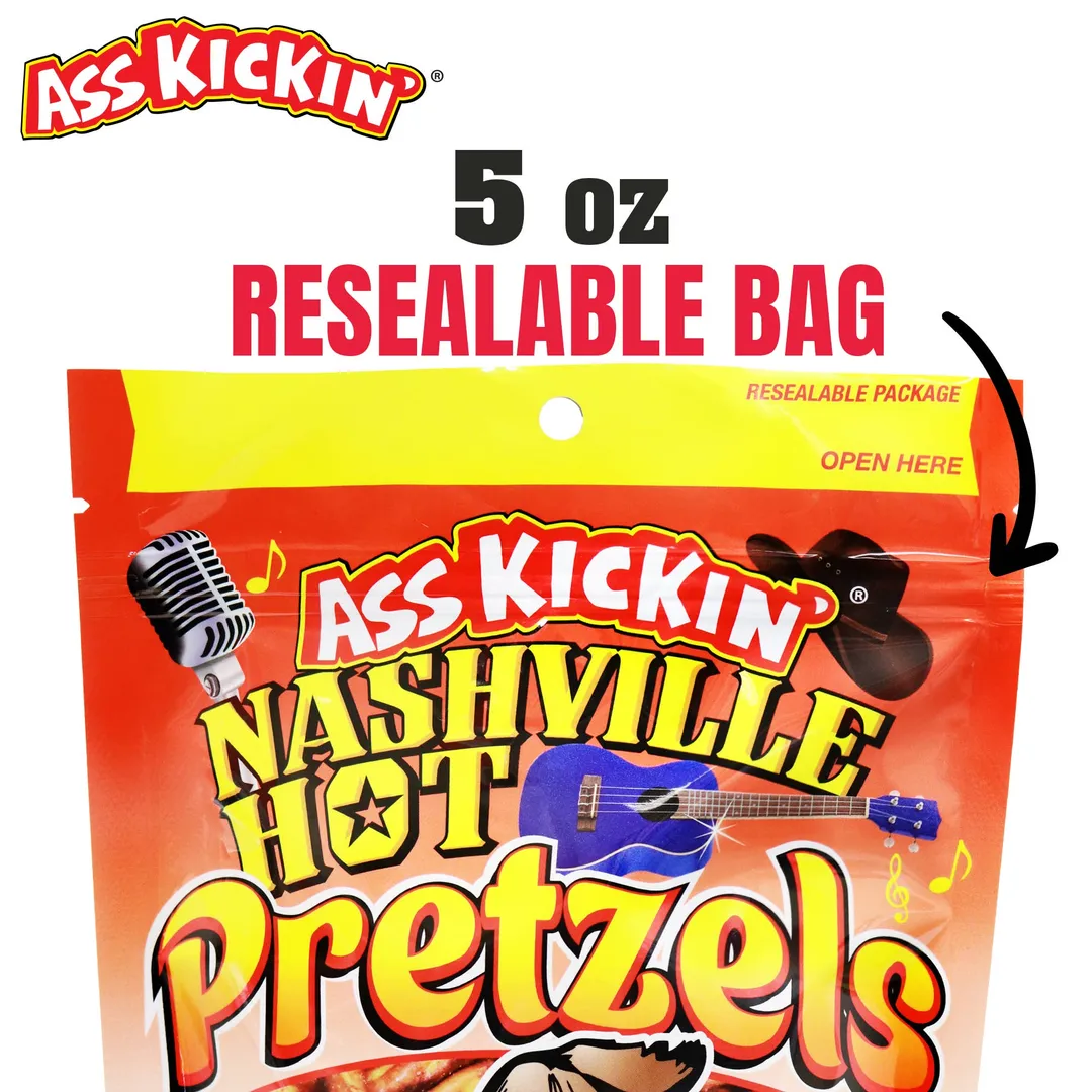 Ass Kickin' Nashville Hot Pretzels, 5 oz Bags
