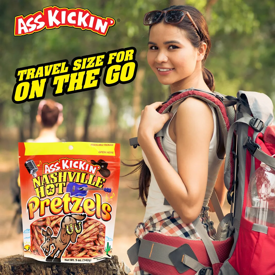 Ass Kickin' Nashville Hot Pretzels, 5 oz Bags