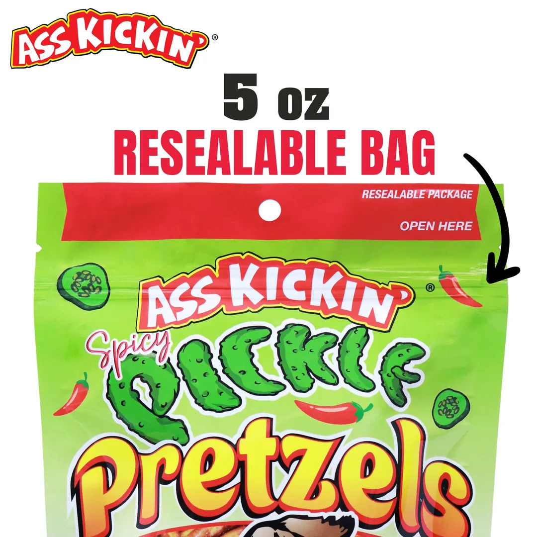 Ass Kickin' Spicy Pickle Pretzels, 5 oz Resealable Bags