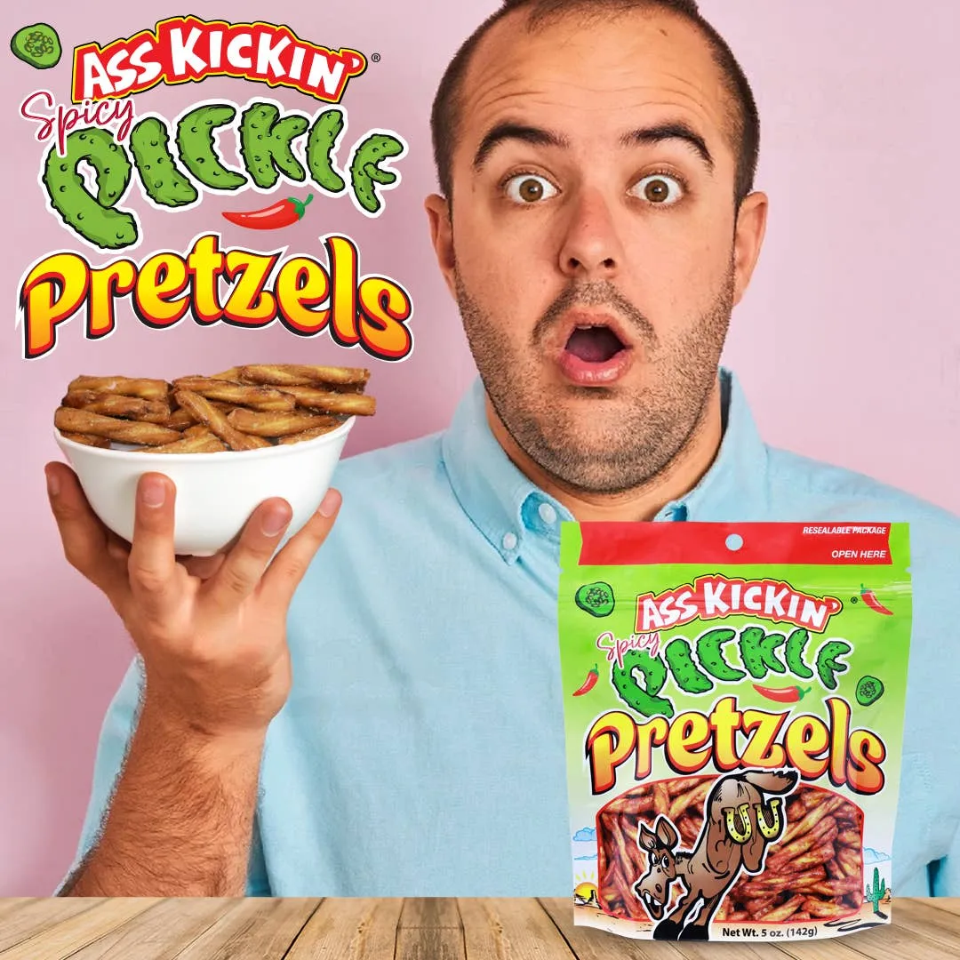 Ass Kickin' Spicy Pickle Pretzels, 5 oz Resealable Bags