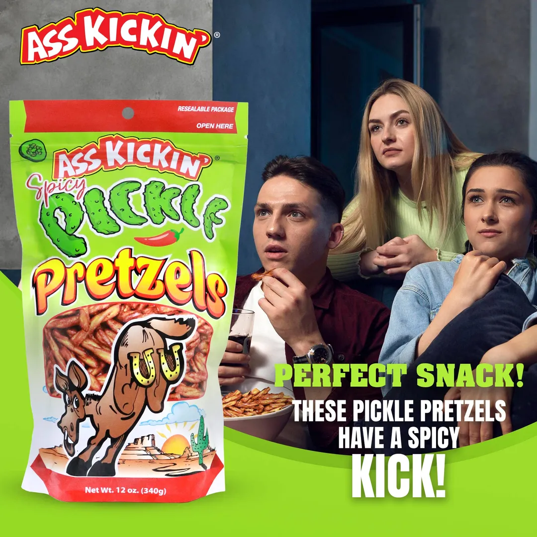 Ass Kickin’ Spicy Pickle Pretzel Twists – 12 oz Bag
