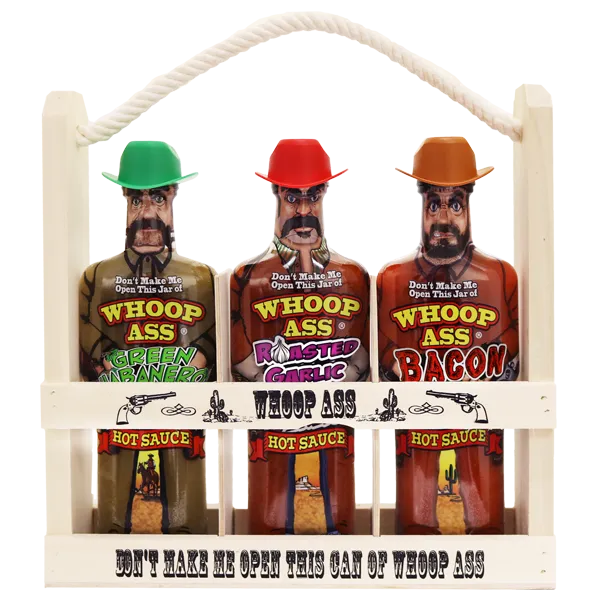 Whoop Ass Hot Sauce Wooden Crate Gift Set