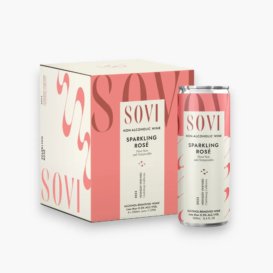Sovi Sparkling Rosé - Non-Alcoholic Wine - 4-Pack Cans