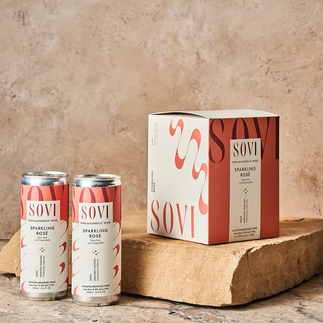 Sovi Sparkling Rosé - Non-Alcoholic Wine - 4-Pack Cans