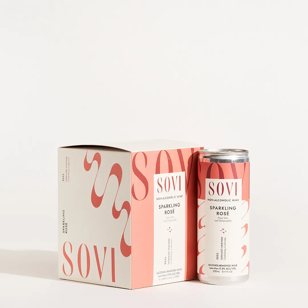 Sovi Sparkling Rosé - Non-Alcoholic Wine - 4-Pack Cans