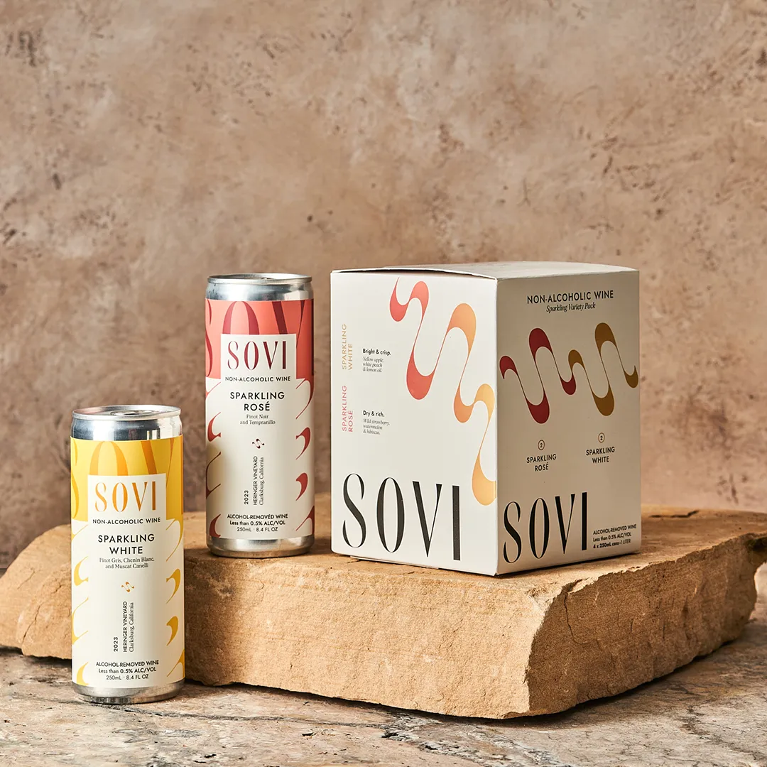 Sovi Sparkling Variety - 4-Pack Cans - Non-Alcoholic Wine