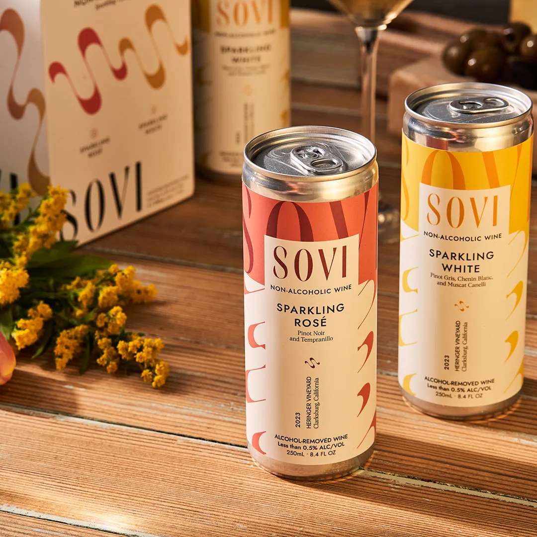 Sovi Sparkling Variety - 4-Pack Cans - Non-Alcoholic Wine