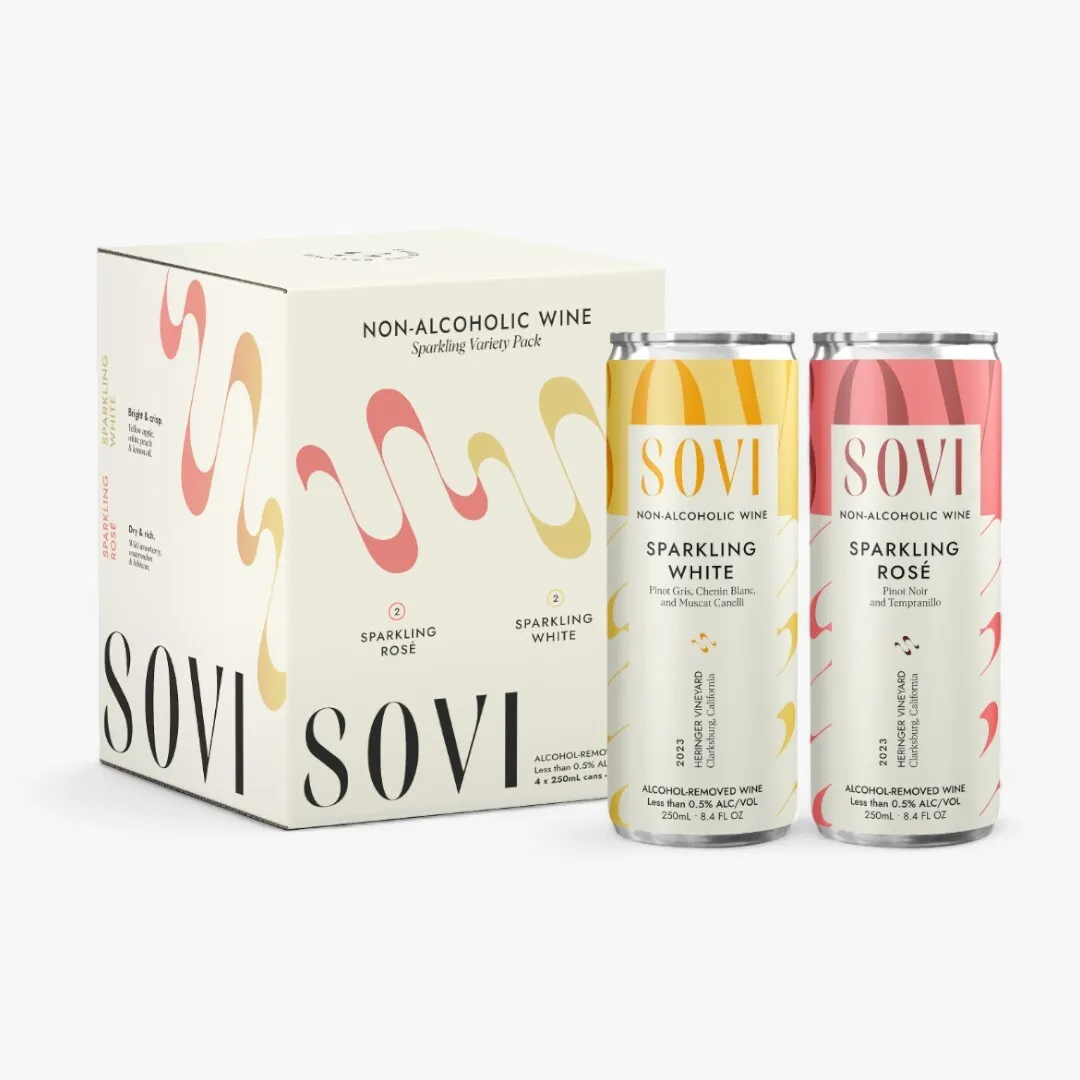 Sovi Sparkling Variety - 4-Pack Cans - Non-Alcoholic Wine