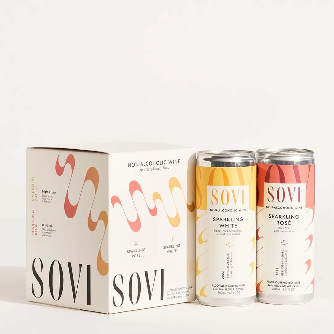 Sovi Sparkling Variety - 4-Pack Cans - Non-Alcoholic Wine