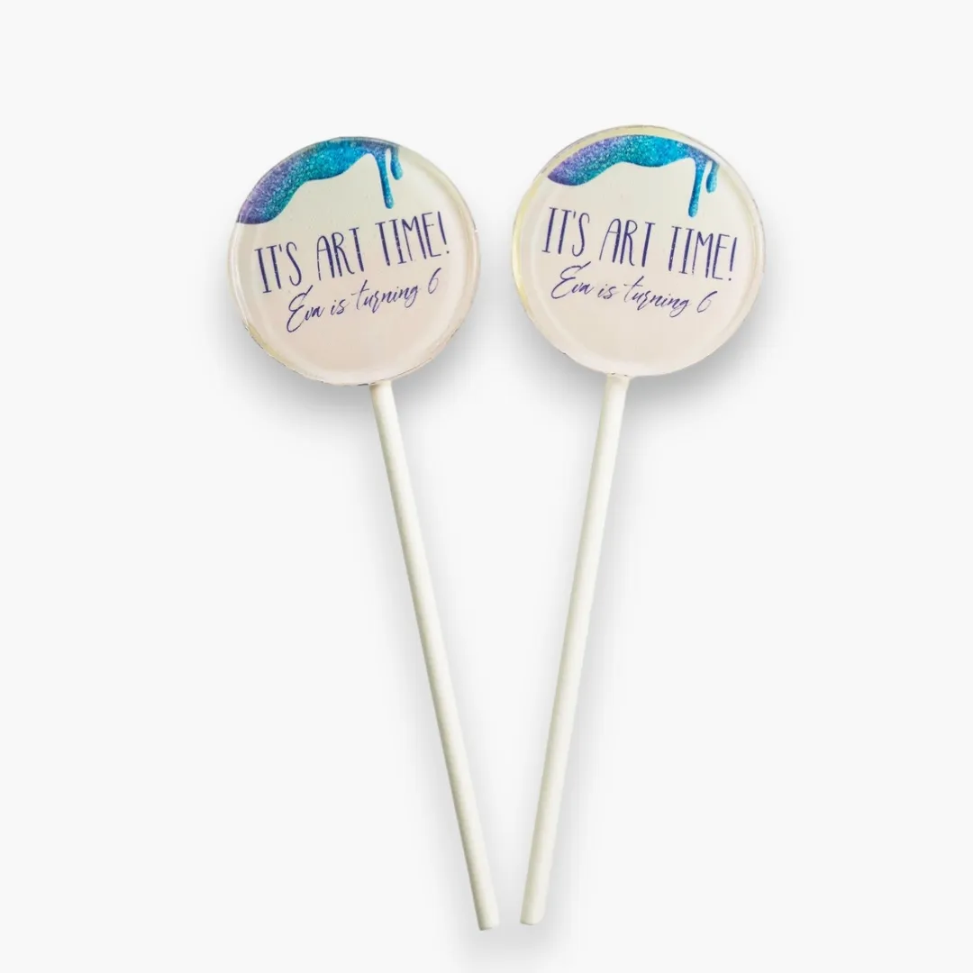 Custom Round Lollipops - 1.75" (Purple) - Blue Raspberry