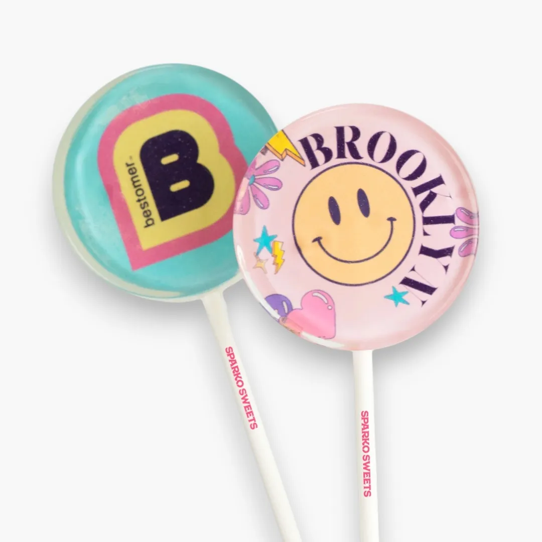 Custom Round Lollipops - 1.75" (Purple) - Blue Raspberry