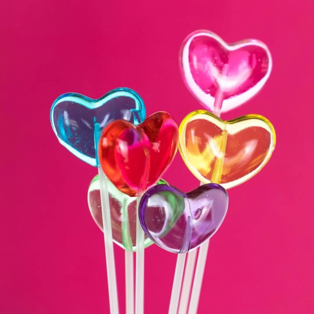 Twinkle Pops Hearts Long-Stem Lollipops (Purple)