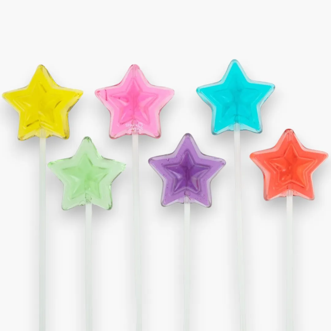 Twinkle Pops Sugar Free Star Long-Stem Lollipops (Color Mix)