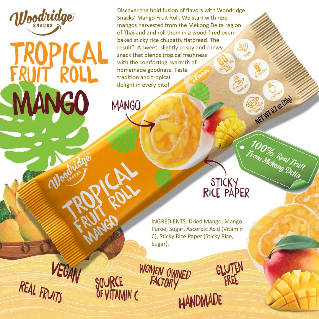 Tropical Fruit Rolls - Mango (24 Single Serve Packs in Display Box)
