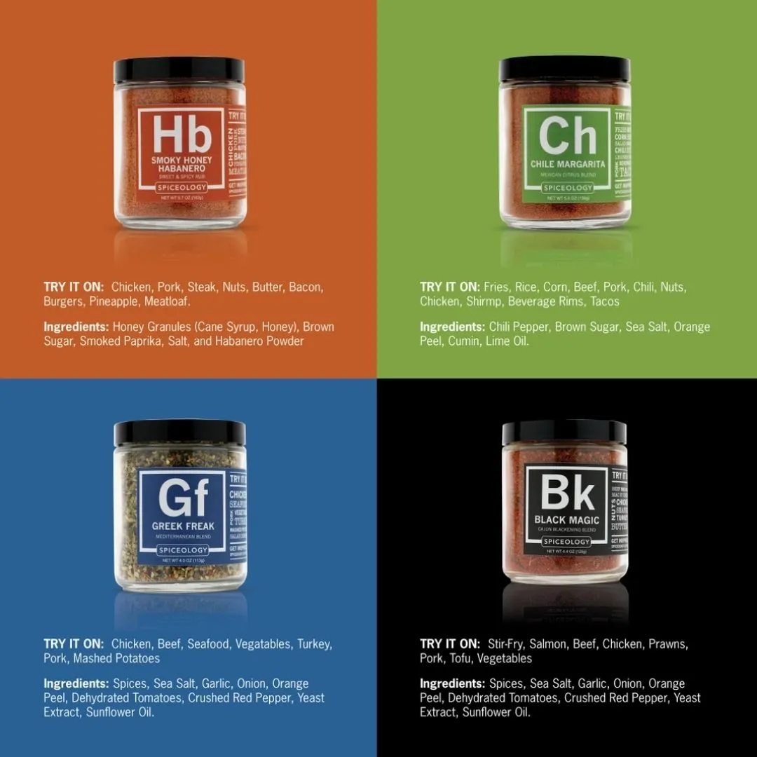 Bbq Rub Gift Set | 4 Glass Jars
