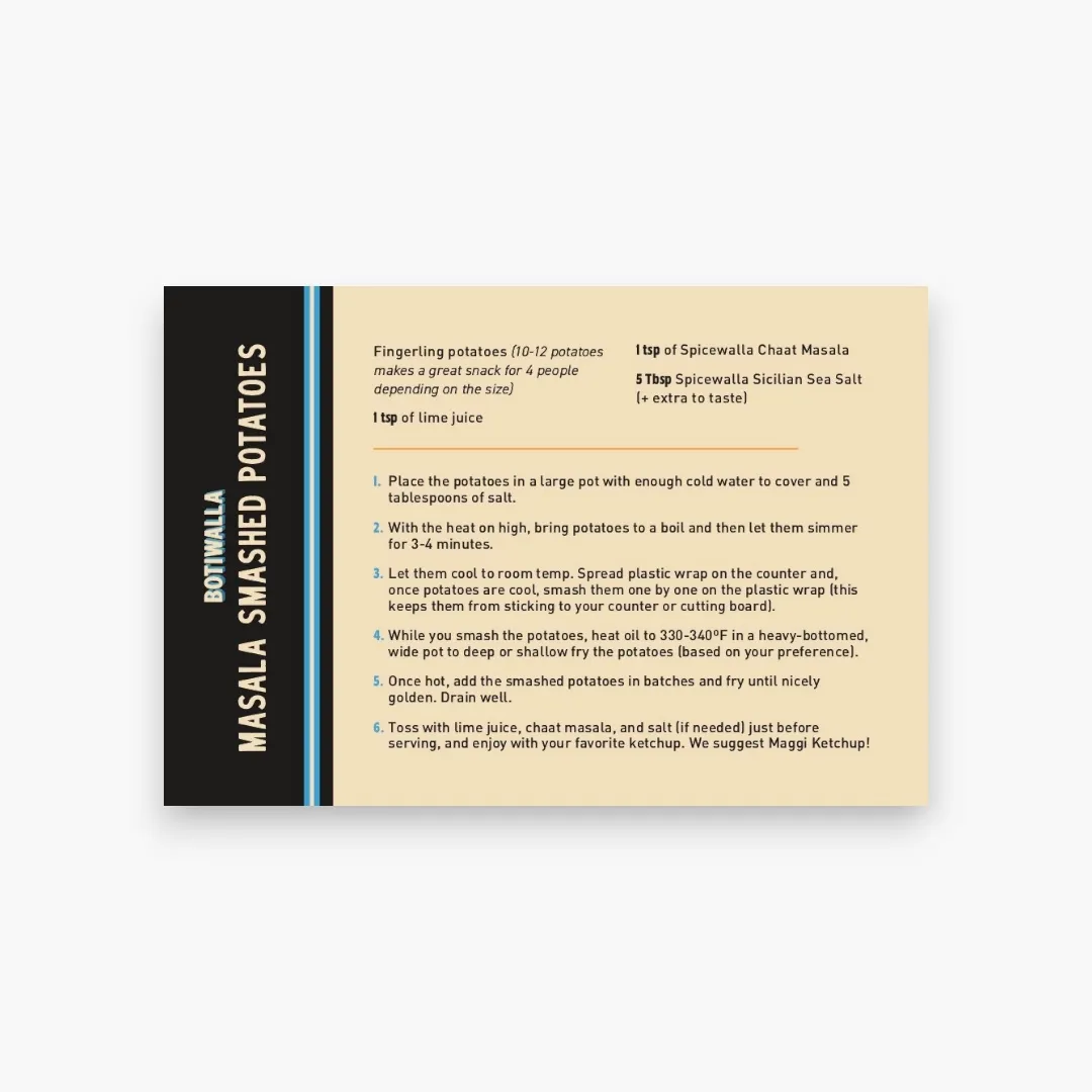 Botiwalla Masala Smashed Potatoes Recipe Card