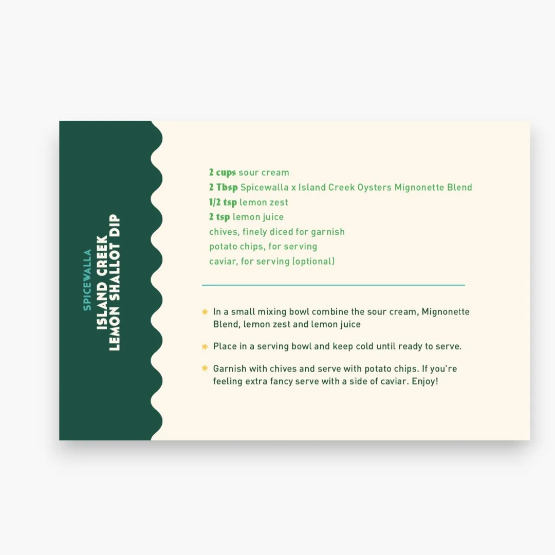Island Creek Lemon Shallot Dip Recipe Card