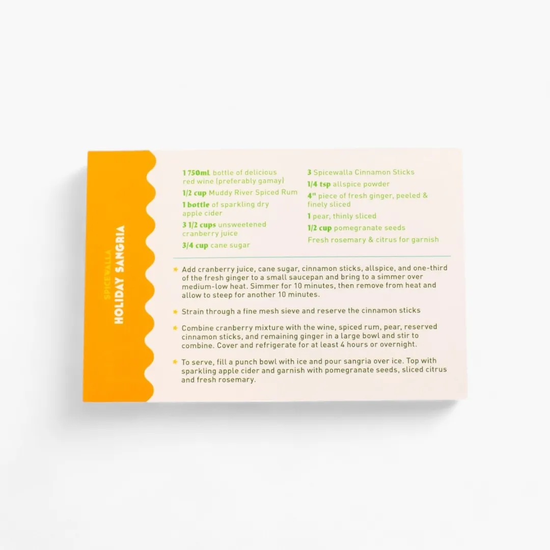 Spicewalla Cinnamon Sticks Holiday Sangria Recipe Card