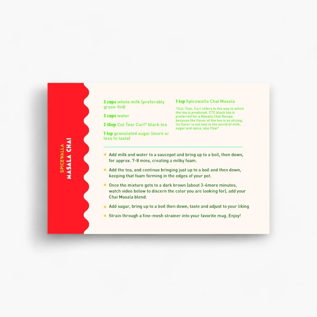 Spicewalla Masala Chai Recipe Card
