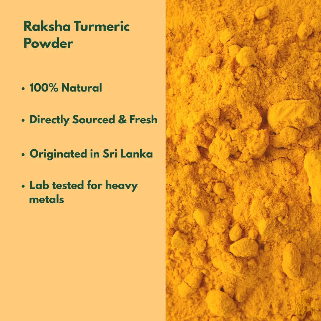 Raksha Single-Origin Sri Lankan Turmeric Powder (2.6 oz Glass Jar)