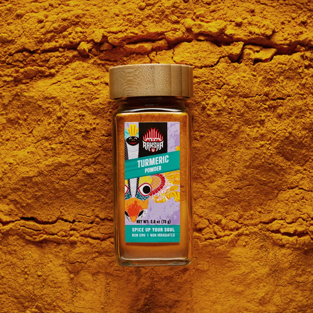Raksha Single-Origin Sri Lankan Turmeric Powder (2.6 oz Glass Jar)