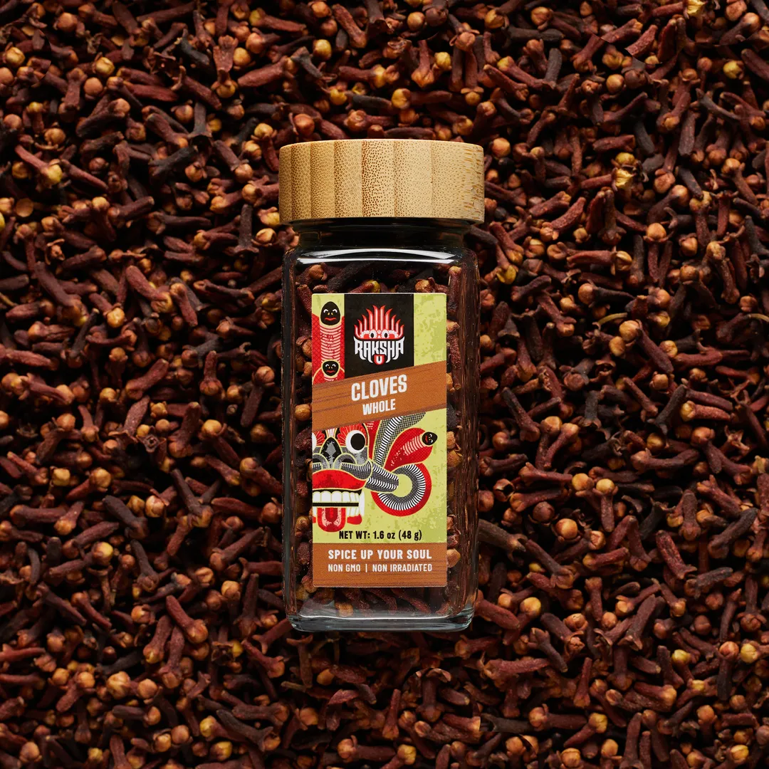 Raksha Single-Origin Sri Lankan Whole Cloves -Hand-Selected Grade (1.6 oz Glass Jar)