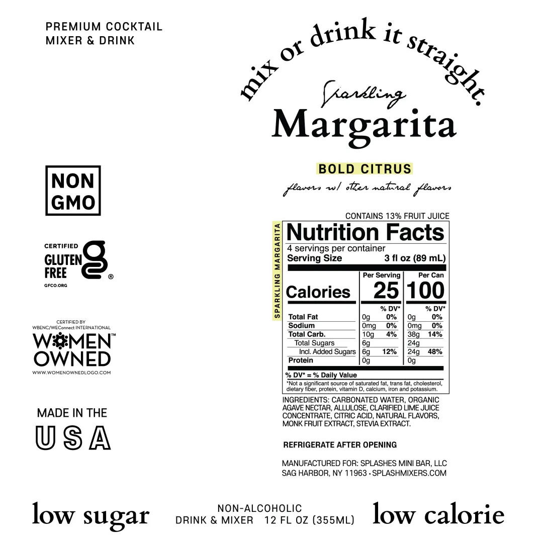 SPLASH Mixers Sparkling Margarita 12oz (24-Pack)