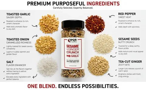 Sesame Ginger Crunch All Purpose Seasoning Blend With A Kick of Sweet Heat